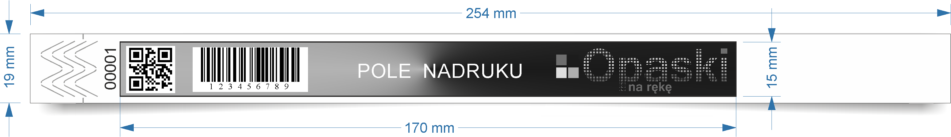 nadruk monochromatyczny na białej opasce z tłem